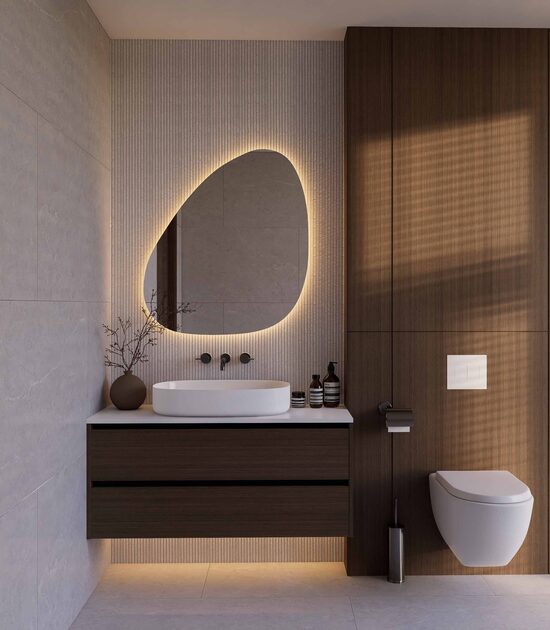 201 unikalios formos veidrodis 800x900 su paslėptu apšvietimu