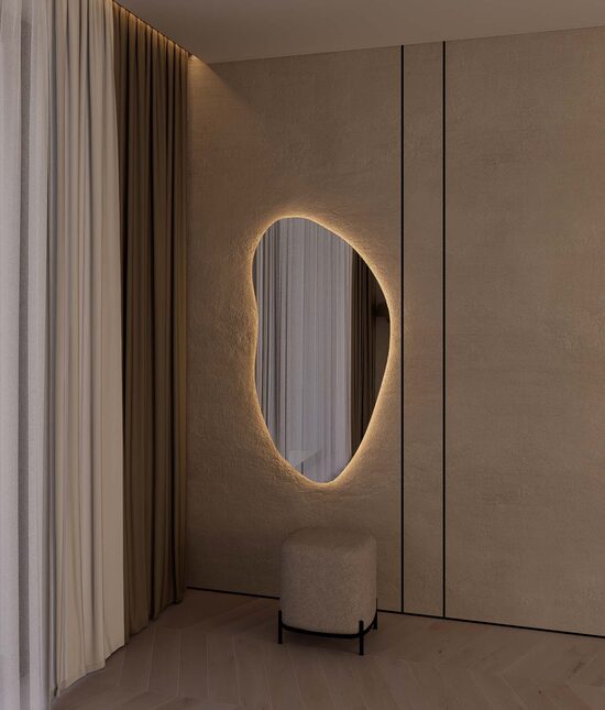 301 unikalios formos veidrodis 700x1300 su paslėptu apšvietimu