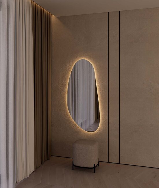 307 unikalios formos veidrodis 600x1300 su paslėptu apšvietimu