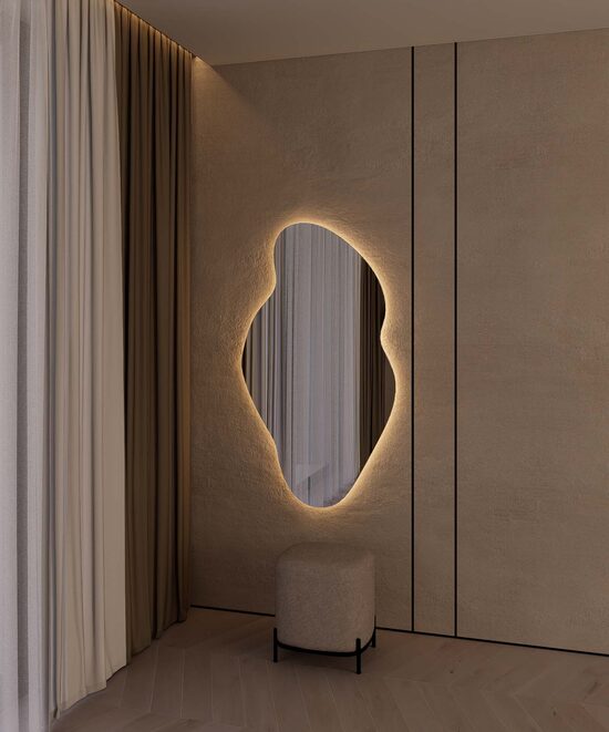 308 unikalios formos veidrodis 700x1300 su paslėptu apšvietimu