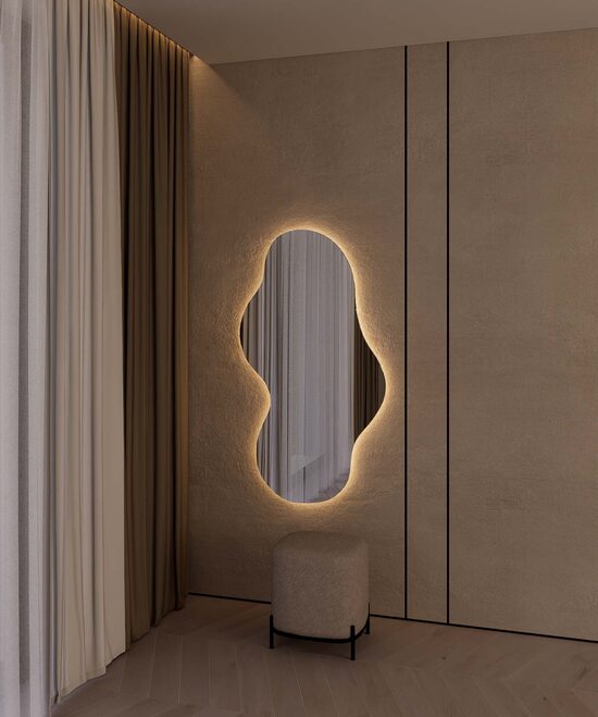 310 unikalios formos veidrodis 700x1300 su paslėptu apšvietimu