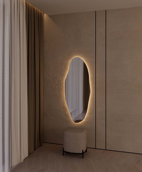 311 unikalios formos veidrodis 500x1300 su paslėptu apšvietimu