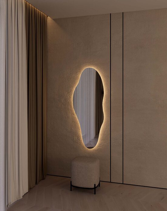 313 unikalios formos veidrodis 500x1300 su paslėptu apšvietimu