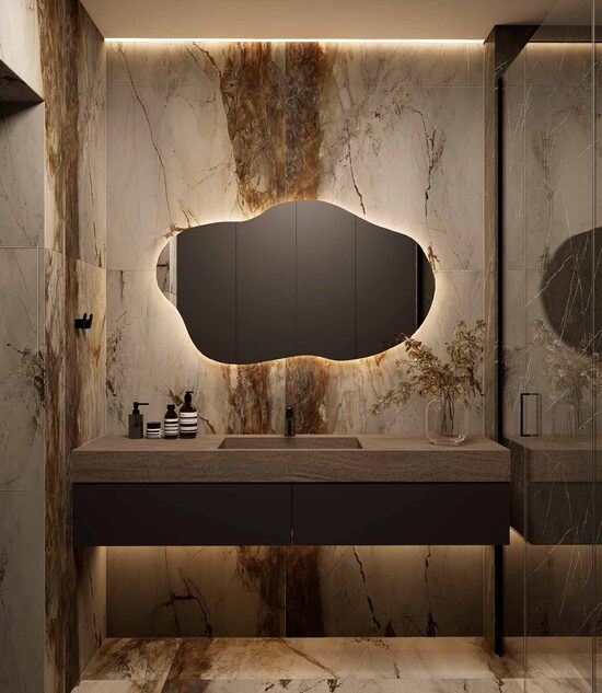 402 Unikalus veidrodis 1200x700 su paslėptu apšvietimu, horizontalus 