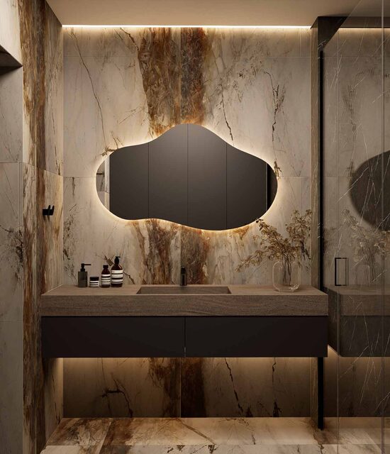 403 Unikalus veidrodis 1200x700 su paslėptu apšvietimu, horizontalus 