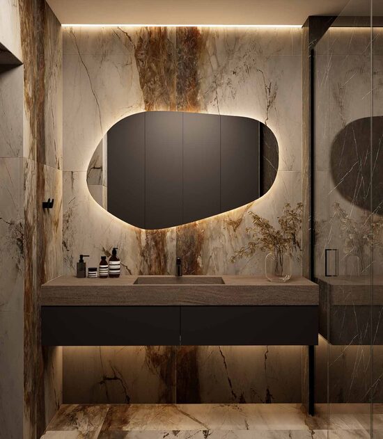 405 Unikalus veidrodis 1300x800 su paslėptu apšvietimu, horizontalus 