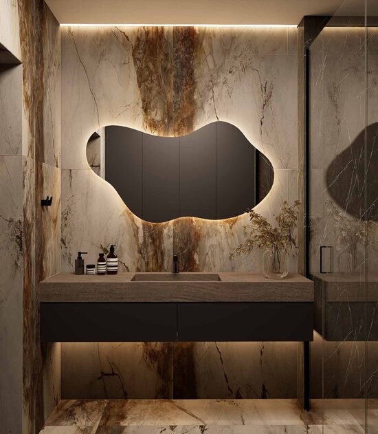 406 Unikalus veidrodis 1300x700 su paslėptu apšvietimu, horizontalus 