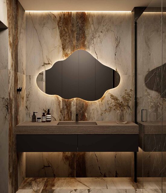 408 Unikalus veidrodis 1300x800 su paslėptu apšvietimu, horizontalus 