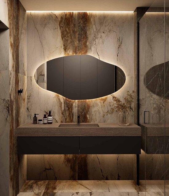 409 Unikalus veidrodis 1300x700 su paslėptu apšvietimu, horizontalus 