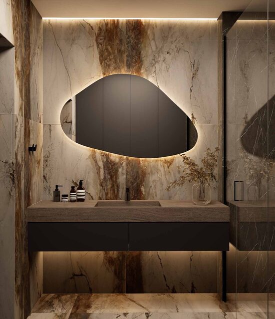 411 Unikalus veidrodis 1300x800 su paslėptu apšvietimu, horizontalus 