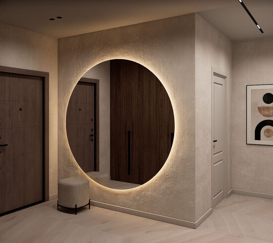 611 XXL Viso ūgio apvalus veidrodis su paslėptu apšvietimu nuo ∅1700 iki ∅2000 mm